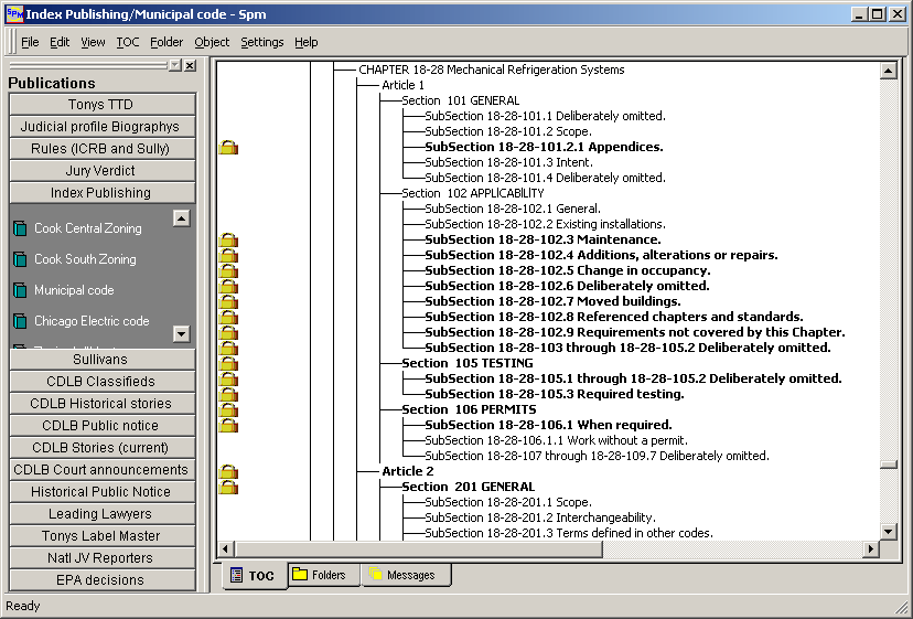 TOC display with locks